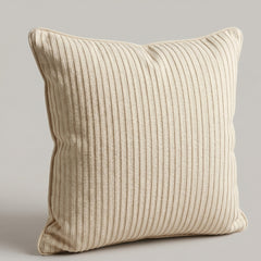 Fabric Crafted Cushion Cover – Cream | 16"x16" | Poly Cotton Foam Fabric | Premium Ribbed Texture Design
