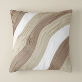 Fabric-Crafted Cream Cushion Cover – 16"x16" | Triple-Tone Pleated Waves | Premium Poly Cotton