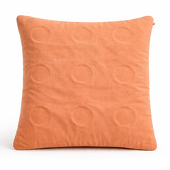 Hand Crafted Cushion Cover – Clay | 16"x16" | Poly Cotton | Designer Ring Embellished Pattern