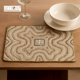 Set of - 2, Handcrafted Embroidered Placemat – Beige, 12"x18"