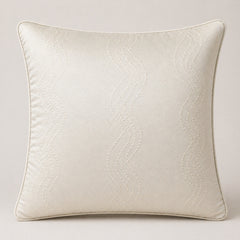 Fabric Crafted Cushion Cover – Cream | 16"x16" | Poly Cotton Foam Fabric | Premium Ribbed Texture Design