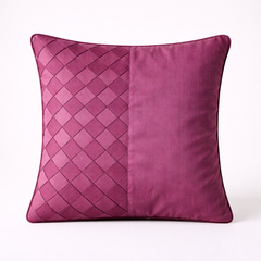 Fabric Crafted Cushion Cover – Purple | 16"x16" | Poly Cotton | Modern Textured Design