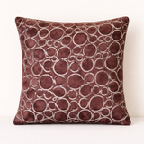 Machine-Crafted Dark Camel Cushion Cover – 16"x16" | Circular Embroidered Design | Premium Poly Channel Fabric