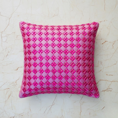 Handcrafted Pink Cushion Cover – 16"x16", Premium Poly Cotton