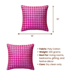 Handcrafted Pink Cushion Cover – 16"x16", Premium Poly Cotton