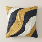 Fabric-Crafted Black Cushion Cover – 16"x16" | Triple-Tone Pleated Waves | Premium Poly Cotton