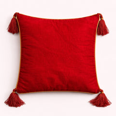 Hand Crafted Cushion Cover – Maroon | 16"x16" | Poly Cotton | Embroidered Circle & Motif Design