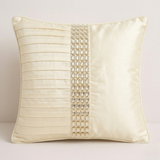 Hand Crafted Cushion Cover – Cream | 16"x16" | Poly Cotton | Textured Panel Design