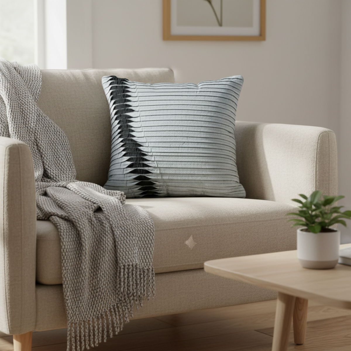 Fabric Crafted Silver Cushion Cover – 16"x16" | Premium Poly Cotton