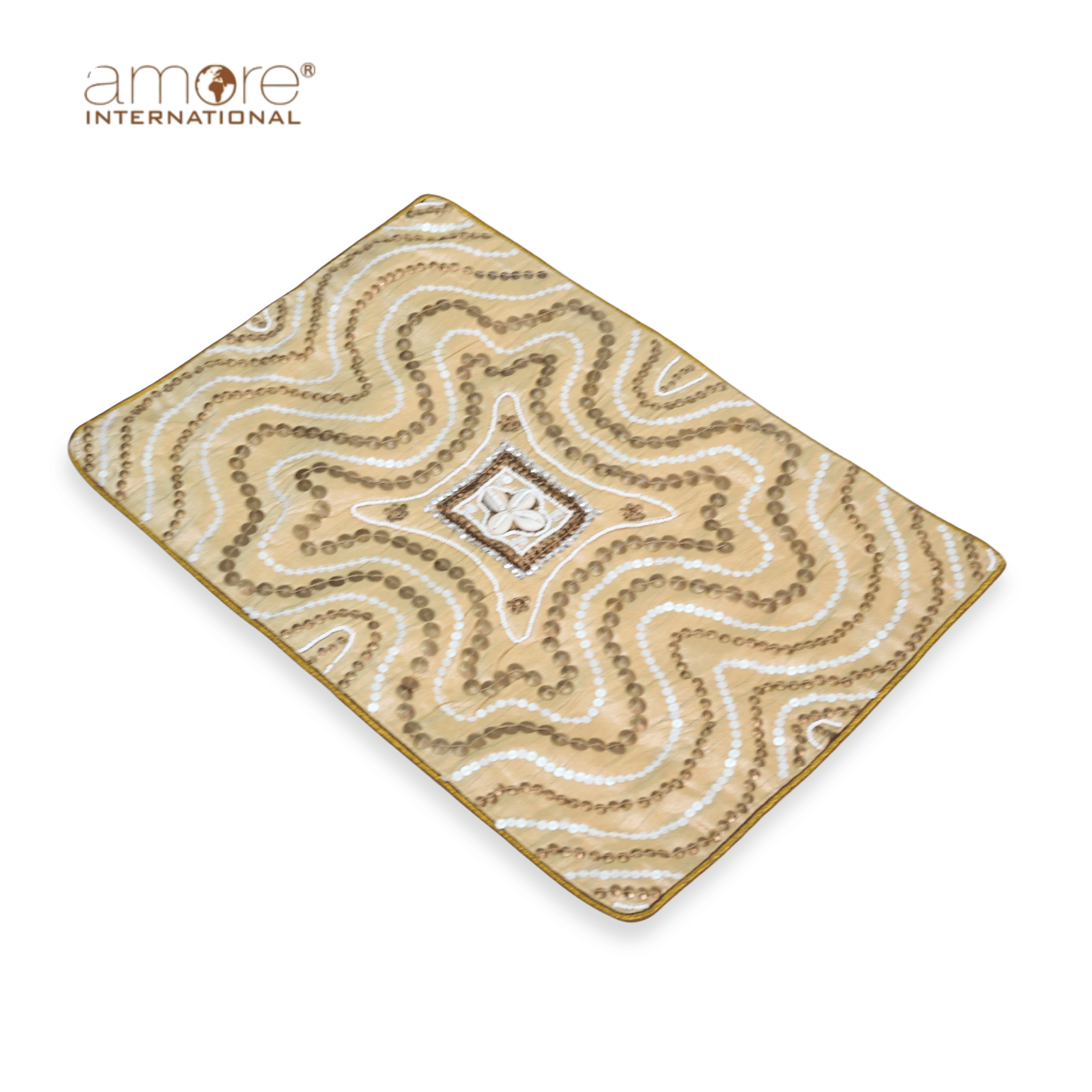 Handcrafted Embroidered Placemat – Beige, 12"x18"