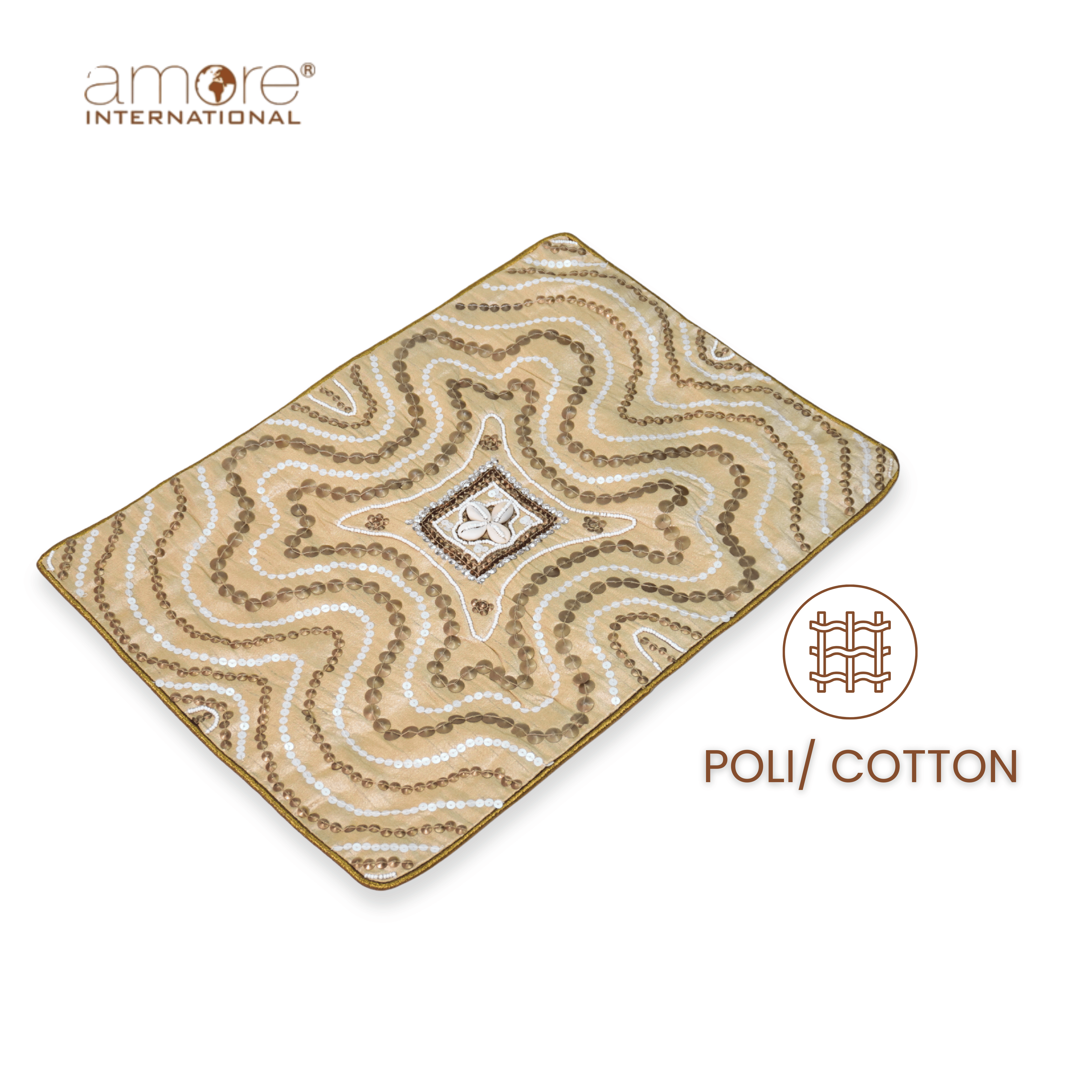 Handcrafted Embroidered Placemat – Beige, 12"x18"