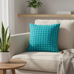 Handcrafted Blue Cushion Cover – 16"x16", Premium Poly Cotton