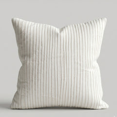 Fabric Crafted Cushion Cover – Off White | 16"x16" | Poly Cotton Foam Fabric | Premium Ribbed Texture Design