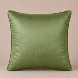 Machine Crafted Green Cushion Cover – 16"x16" | Geometric Star Patchwork Embroidery | Premium Poly-Cotton Decorative Cushion Cover