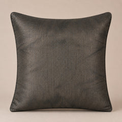Machine Crafted Brown Cushion Cover – 16"x16" | Geometric Star Patchwork Embroidery | Premium Poly-Cotton Decorative Cushion Cover