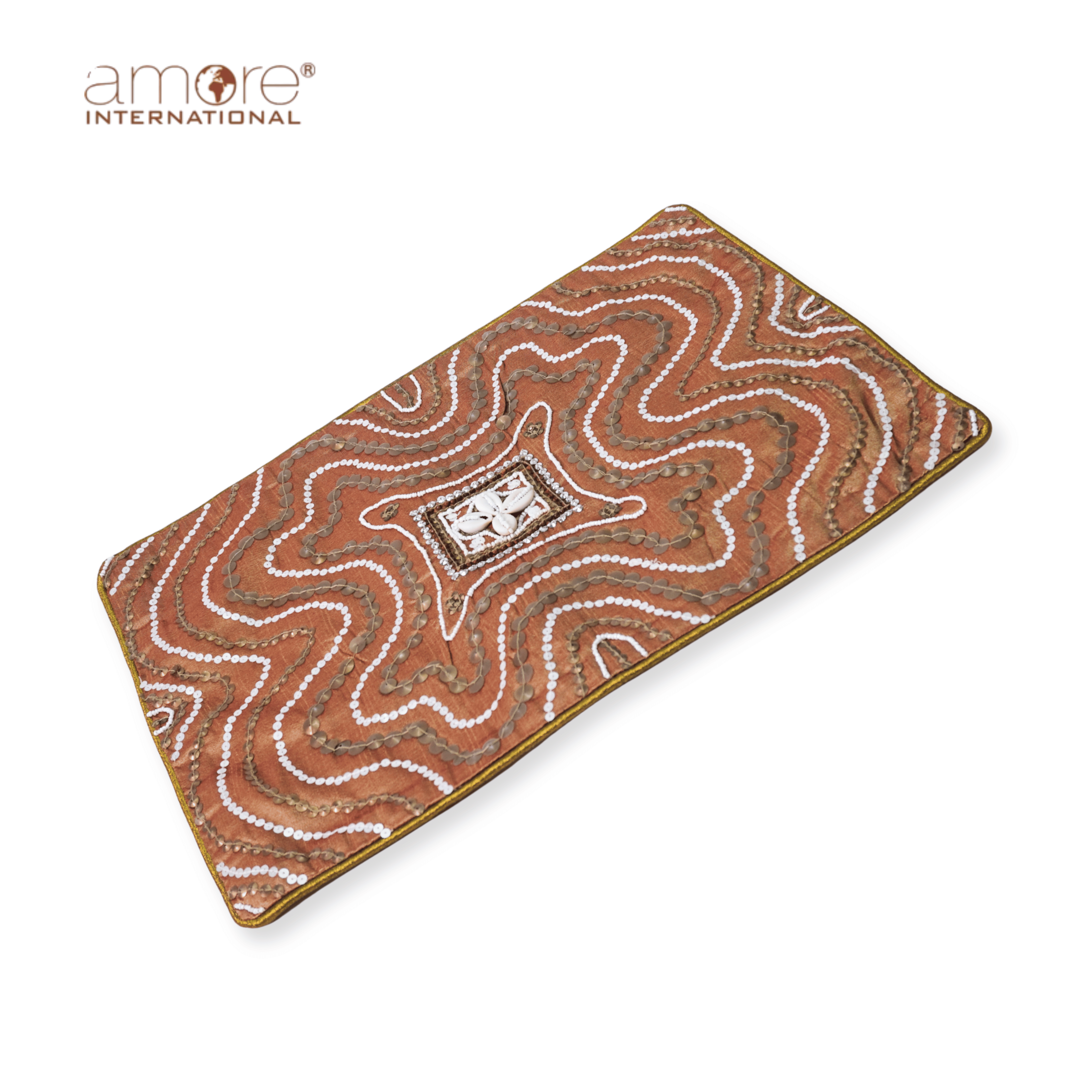 Handcrafted Embroidered Placemat – Bronze, 12"x18"