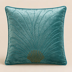 Handcrafted Cushion Cover – Turquoise | 16"x16" | Elegant Embroidered Decorative Cushion Cover