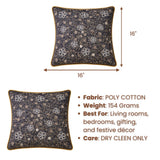 Hand Crafted Cushion Cover – Black | 16"x16" | Poly Cotton | Floral Embroidered Sequin Design