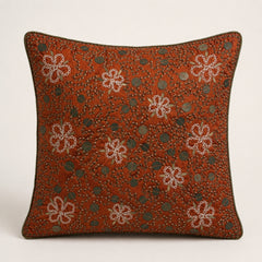 Orange Embroidered Decorative Cushion Cover | 16"x16" Premium Designer Cushion Cover