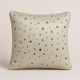 Handcrafted Cream Cushion Cover – 12"x12" | Mirror Dot Embroidery | Premium Poly Cotton | Elegant Decorative Accent