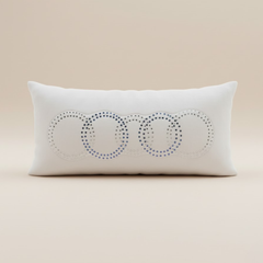 Handcrafted White Bolster Cover – 19"x8", Embellished Circular Design in Premium Poly Cotton