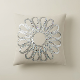 Handcrafted Cream Floral Cushion Cover – 12"x12", Premium Poly Cotton