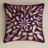 Handcrafted Purple Cushion Cover – 12"x12" | Artistic Multi-Color Embroidered Floral Design | Premium Poly Cotton