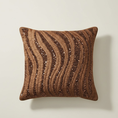 Handcrafted Brown Cushion Cover – 16"x16" | Premium Poly Cotton