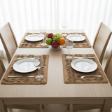 Set of 5, Fabric-Crafted Light Brown Placemat – 13"x19", Premium Poly Cotton