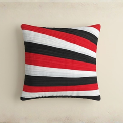 Fabric-Crafted Black Cushion Cover – 12"x12", Bold Diagonal Stripe Design in Premium Poly Cotton