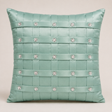 Hand-Crafted Cushion Cover – Green Silver | 16"x16" | Poly-Foam-Cotton | Elegant Festive Accent