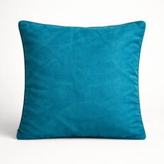Fabric Crafted Cushion Cover – Turquoise | 16"x16" | Poly Cotton | Elegant Textured Design