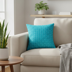 Handcrafted Light Turquoise Cushion Cover – 16"x16", Premium Poly Cotton