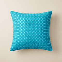 Handcrafted Light Turquoise Cushion Cover – 16"x16", Premium Poly Cotton