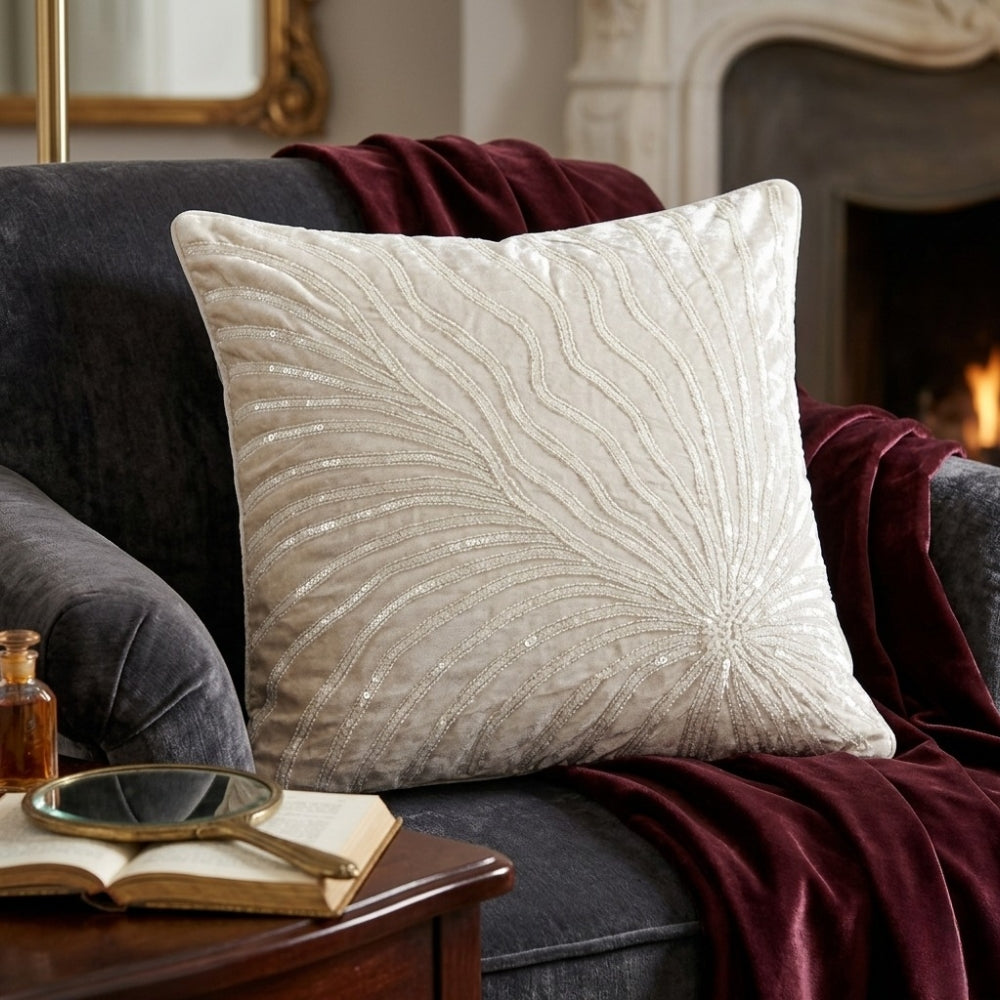 Handcrafted Cushion Cover – White | 16"x16" | Elegant Embroidered Poly-Cotton Matty Cushion Cover