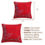Hand Crafted Cushion Cover – Maroon | 12"x12" | Poly Cotton Fabric | Embroidered Floral Vine Design