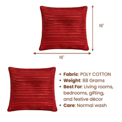 Fabric Crafted Cushion Cover – Maroon | 16"x16" | Poly Cotton | Premium Textured Design