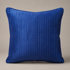 Fabric Crafted Cushion Cover – Navy Blue | 16"x16" | Poly Cotton Foam Fabric | Premium Ribbed Texture Design