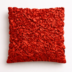Fabric Crafted Cushion Cover – Coral | 12"x12" | Poly Cotton Foam | Textured Petal Design