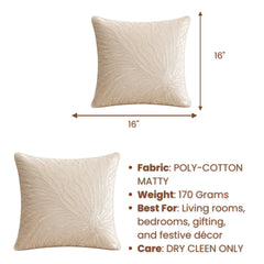 Handcrafted Cushion Cover – White | 16"x16" | Elegant Embroidered Poly-Cotton Matty Cushion Cover