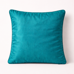 Fabric Crafted Cushion Cover – Dark Turquoise | 16"x16" | Poly Cotton | Premium Textured Design