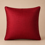 Handcrafted Cushion Cover – Red | 16"x16" | Floral Embroidered Decorative Cushion Cover