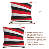 Fabric-Crafted Black Cushion Cover – 12"x12", Bold Diagonal Stripe Design in Premium Poly Cotton