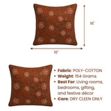 Orange Embroidered Decorative Cushion Cover | 16"x16" Premium Designer Cushion Cover