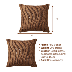 Handcrafted Brown Cushion Cover – 16"x16" | Premium Poly Cotton