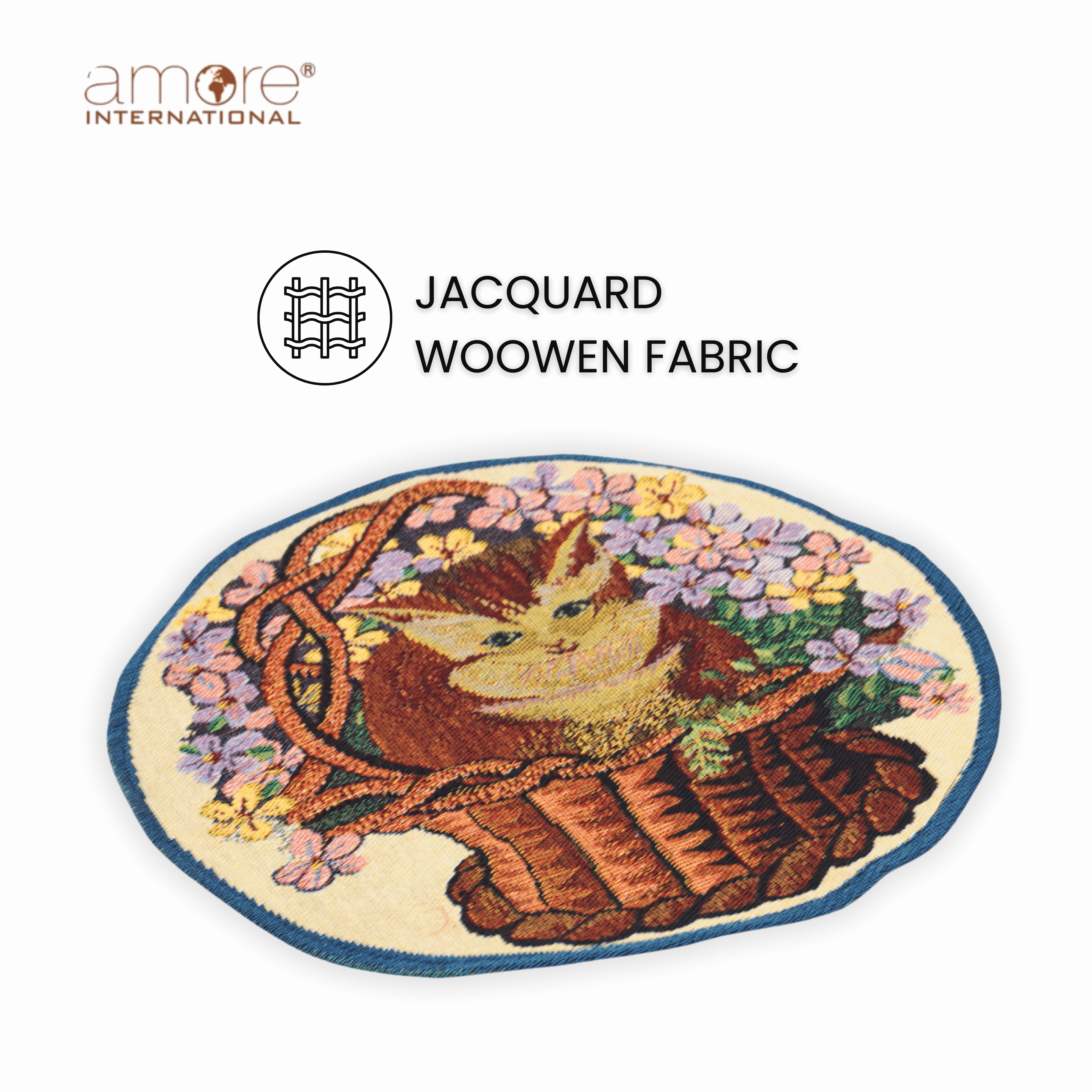 Tapestry Doily – Brown Jacquard Woven, 12"x12"
