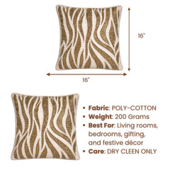Handcrafted Cushion Cover – Cream | 16"x16" | Designer Textured Decorative Cushion Cover