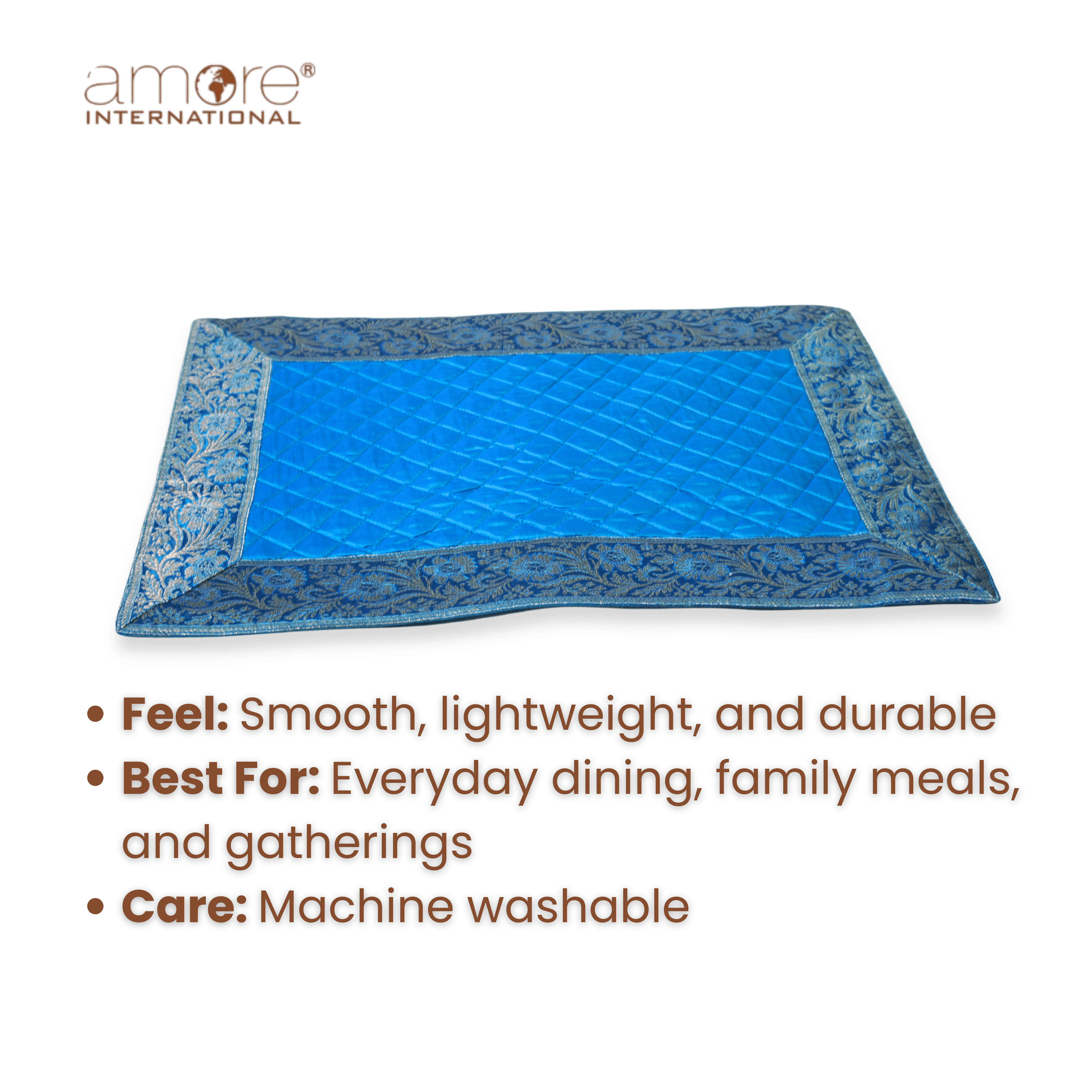 Fabric Crafted Placemat – Turquoise, 13"x19"