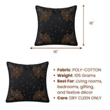 Handcrafted Cushion Cover – Black | 16"x16" | Floral Embroidered Decorative Cushion Cover