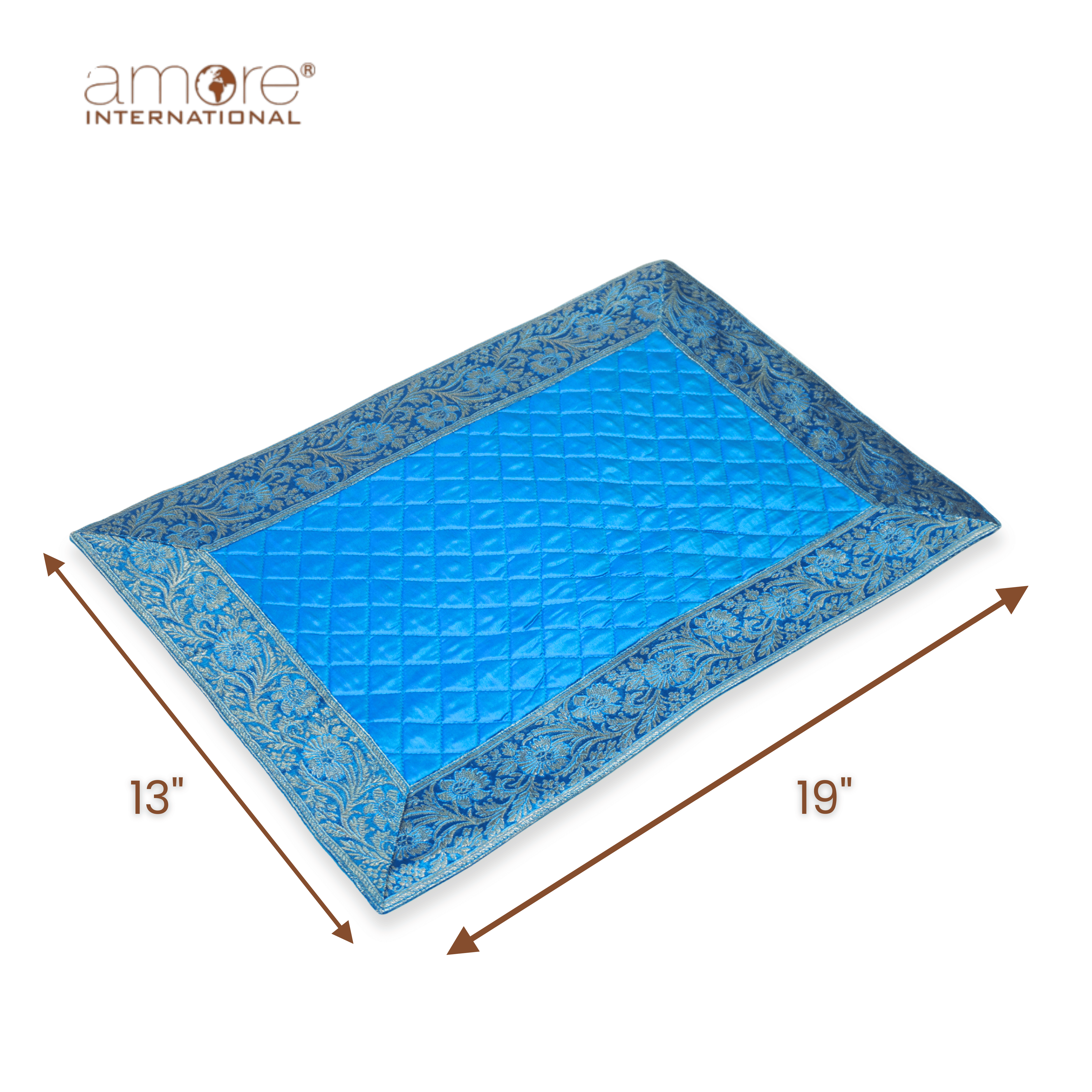 Fabric Crafted Placemat – Turquoise, 13"x19"
